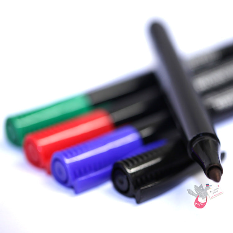 FABER-CASTELL Permanent Bullet Tip Marker - Fine - Set 4 - Basic Colours