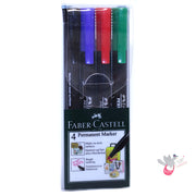 FABER-CASTELL Permanent Bullet Tip Marker - Fine - Set 4 - Basic Colours