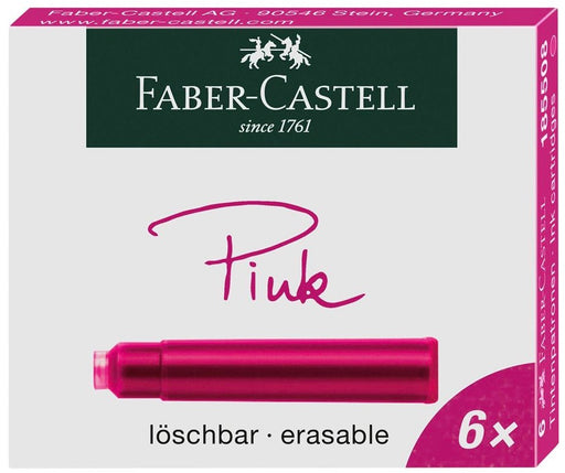 Faber-Castell Fountain Pen Ink Cartridge - Pack of 6 - Pink