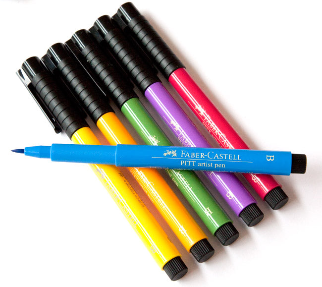 FABER-CASTELL Pitt Artist Pen - 6 Brushes (B) - Basic Colours