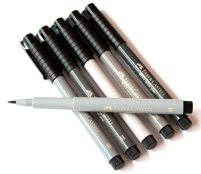 FABER-CASTELL Pitt Artist Pen - 6 Brushes - Shades of Grey