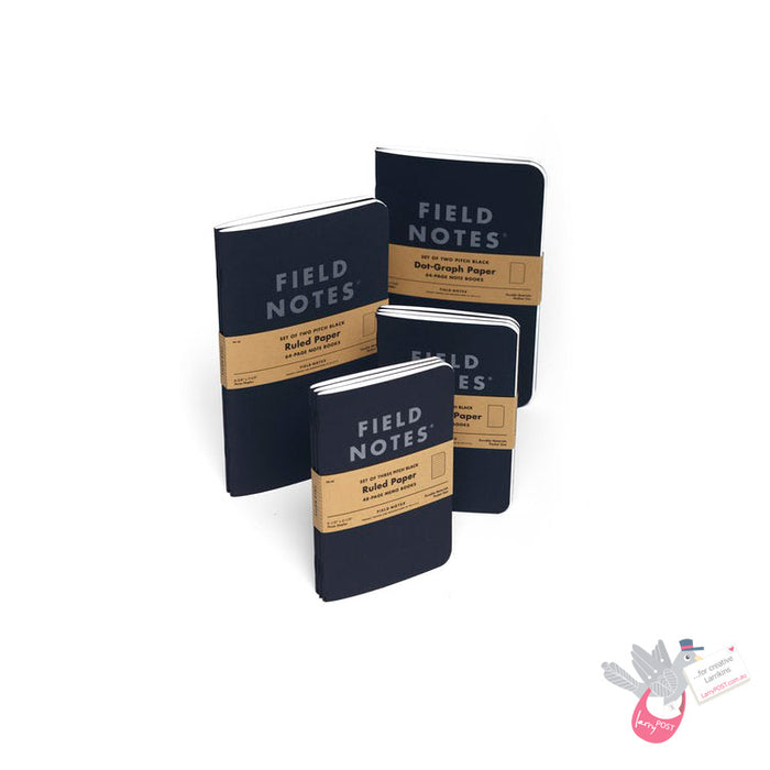 FIELD NOTES Pitch Black - Set of 2 - Medium (120 x 190mm) - Ruled