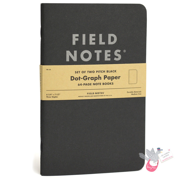 FIELD NOTES’ÇÎå "Pitch Black" - Set of 2 - Medium (120 x 190mm) - Dot Grid