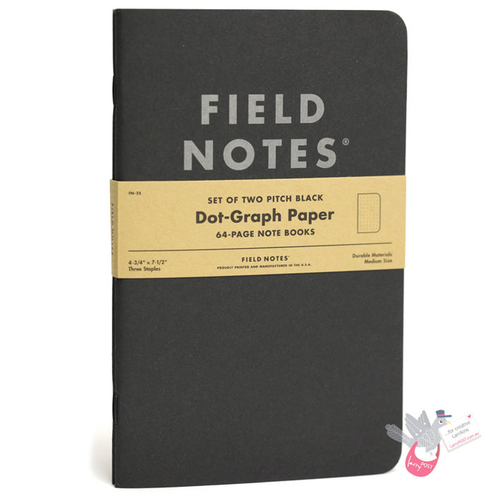 FIELD NOTES’ÇÎå "Pitch Black" - Set of 2 - Medium (120 x 190mm) - Dot Grid