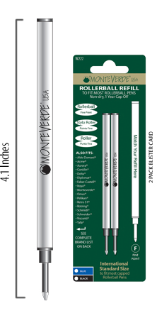 MONTEVERDE USA Ceramic Rollerball Refill (metal body) to fit Capped Rollerballs