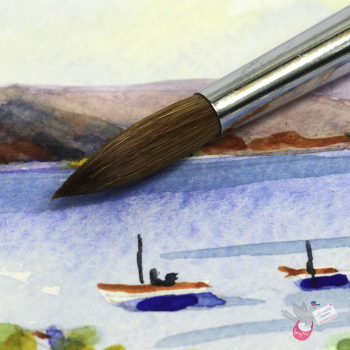 NEVSKAYA PALITRA Brush - 1113 - Pure Kolinsky Sable - Short Handle - Round Size 6 (7 x 24mm, like #10)
