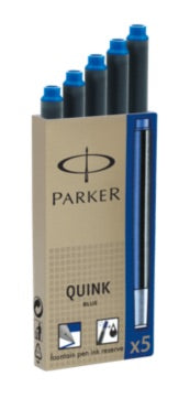 PARKER Quink Ink Cartridges - 5 Pack - Permanent - Blue