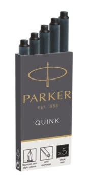 PARKER Quink Ink Cartridges - 5 Pack - Permanent - Black