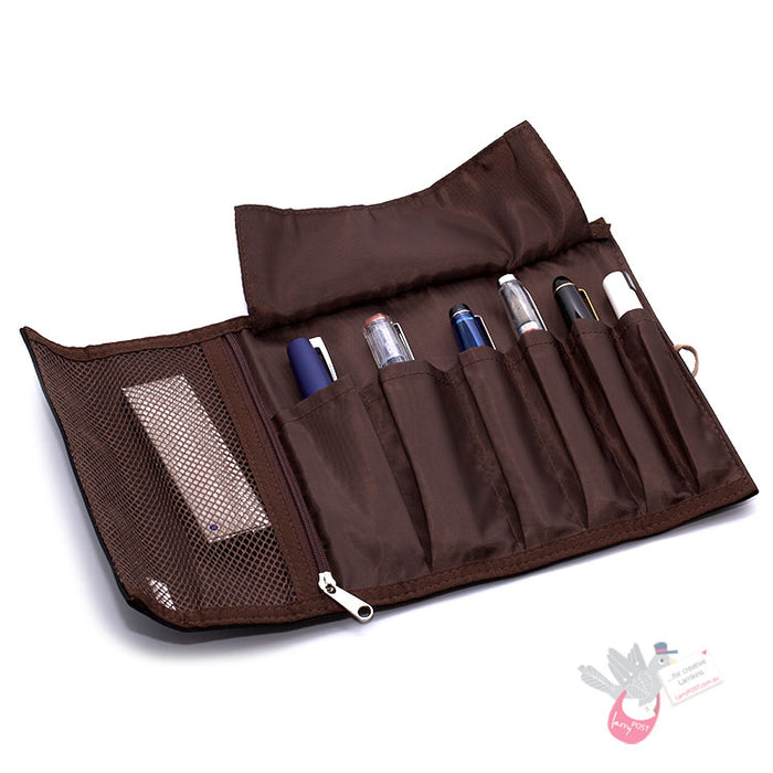PILOT Canvas Pen Wrap - 6 Pen + Zip Pouch - Beige