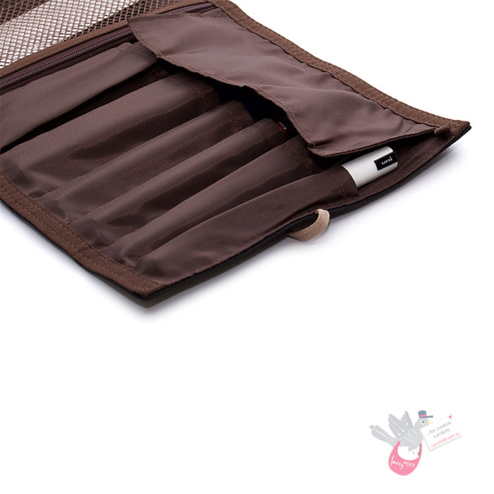 PILOT Canvas Pen Wrap - 6 Pen + Zip Pouch - Beige
