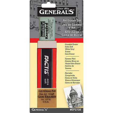 GENERAL'S Art Erasers (Kneadable, Vinyl, Gum) - Set 3