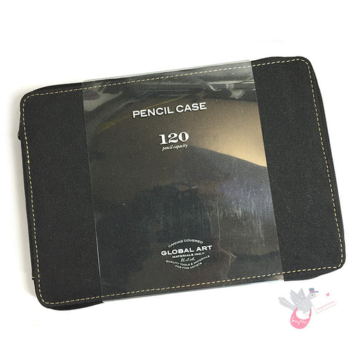 GLOBAL ART Canvas Pencil Case - Holds 80-120 Pencils - Black