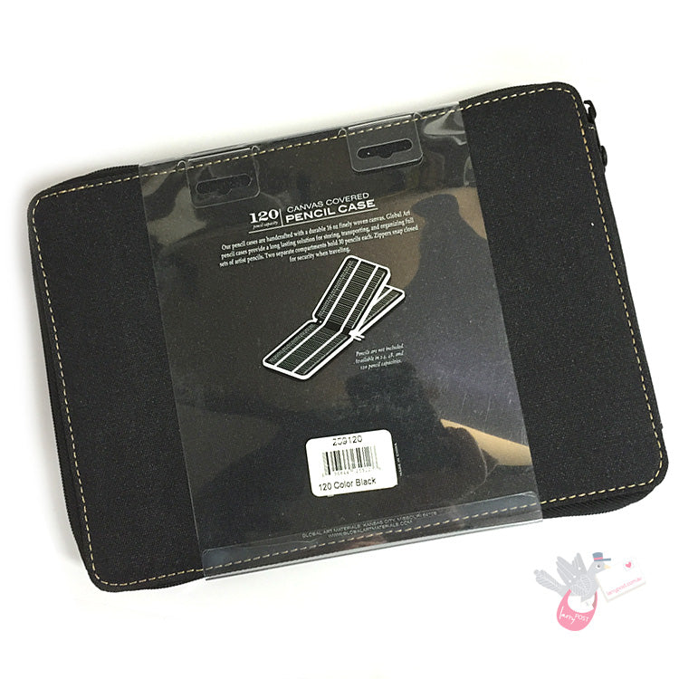 GLOBAL ART Canvas Pencil Case - Holds 80-120 Pencils - Black