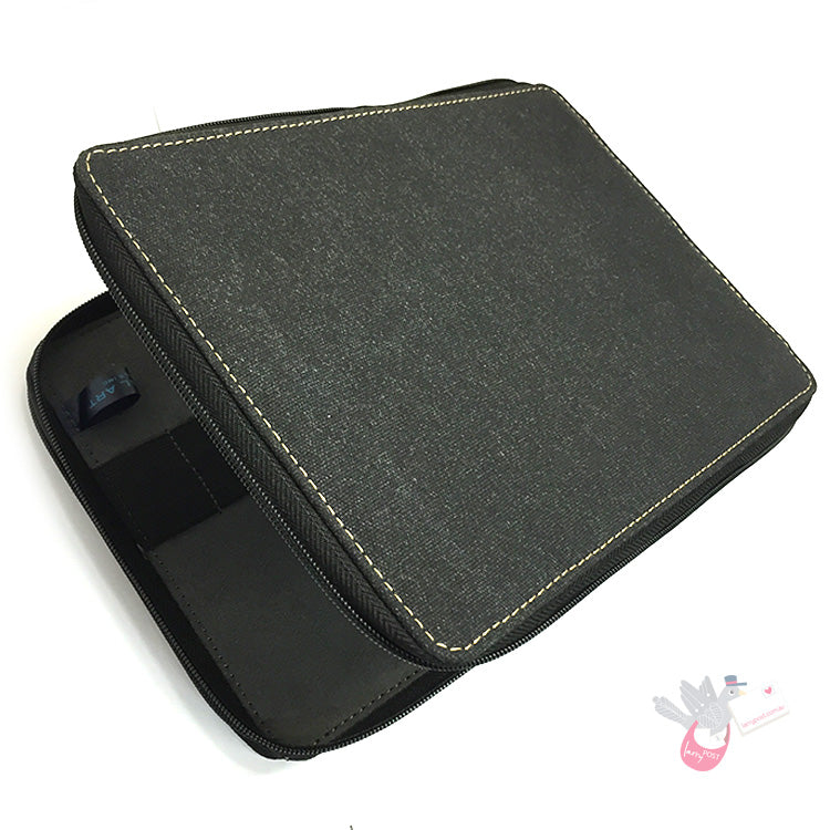 GLOBAL ART Canvas Pencil Case - Holds 80-120 Pencils - Black