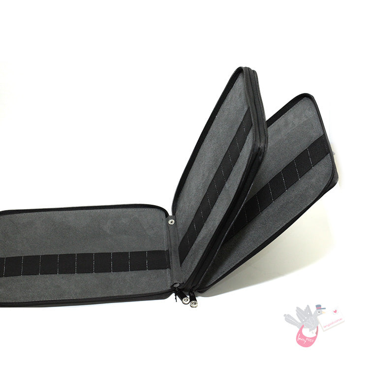 GLOBAL ART Leather Pencil Case - Holds 80-120 Pencils - Black