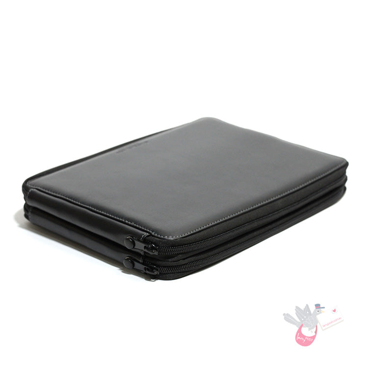 GLOBAL ART Leather Pencil Case - Holds 80-120 Pencils - Black