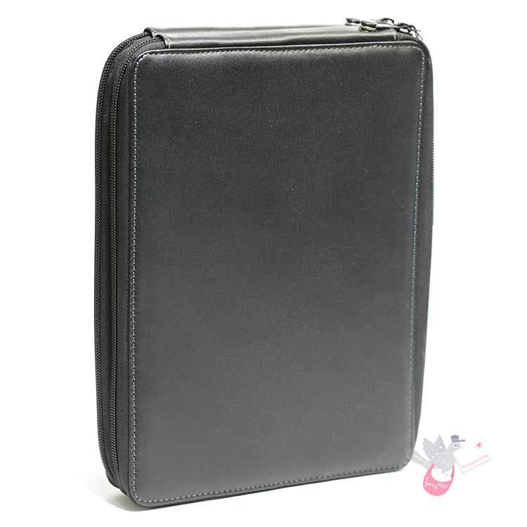 GLOBAL ART Leather Pencil Case - Holds 80-120 Pencils - Black