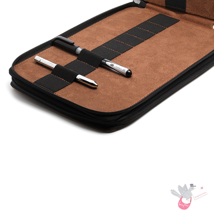 GLOBAL ART Leather Pencil Case - Holds 80-120 Pencils - Brown (NLA)