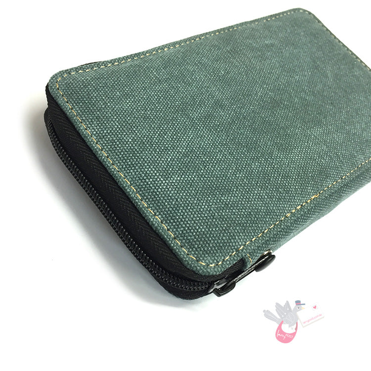 GLOBAL ART Canvas Pencil Case - Holds 18-24 Pencils - Steel Blue