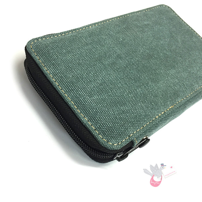 GLOBAL ART Canvas Pencil Case - Holds 18-24 Pencils - Steel Blue