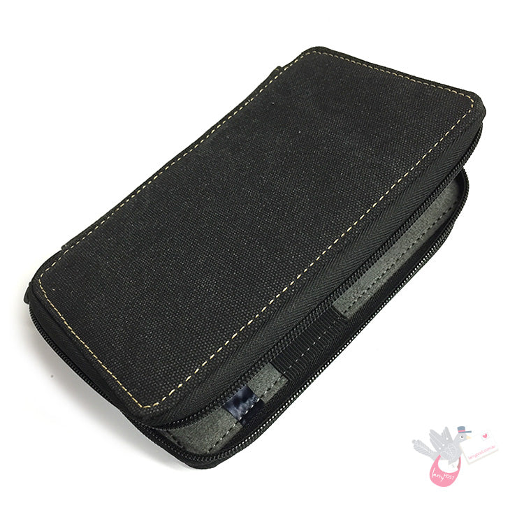 GLOBAL ART Canvas Pencil Case - Holds 36-48 Pencils - Black