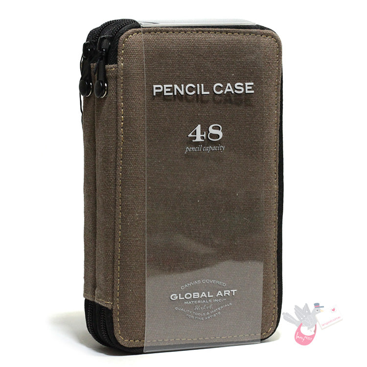 GLOBAL ART Canvas Pencil Case - Holds 36-48 Pencils - Chocolate