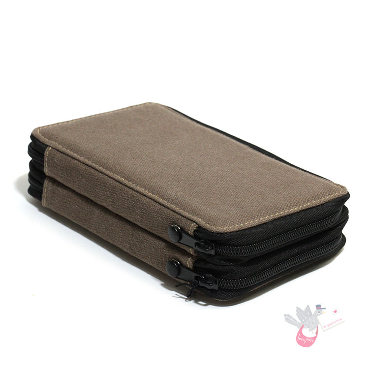 GLOBAL ART Canvas Pencil Case - Holds 36-48 Pencils - Chocolate
