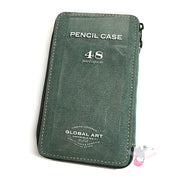 GLOBAL ART Canvas Pencil Case - Holds 36-48 Pencils - Steel Blue