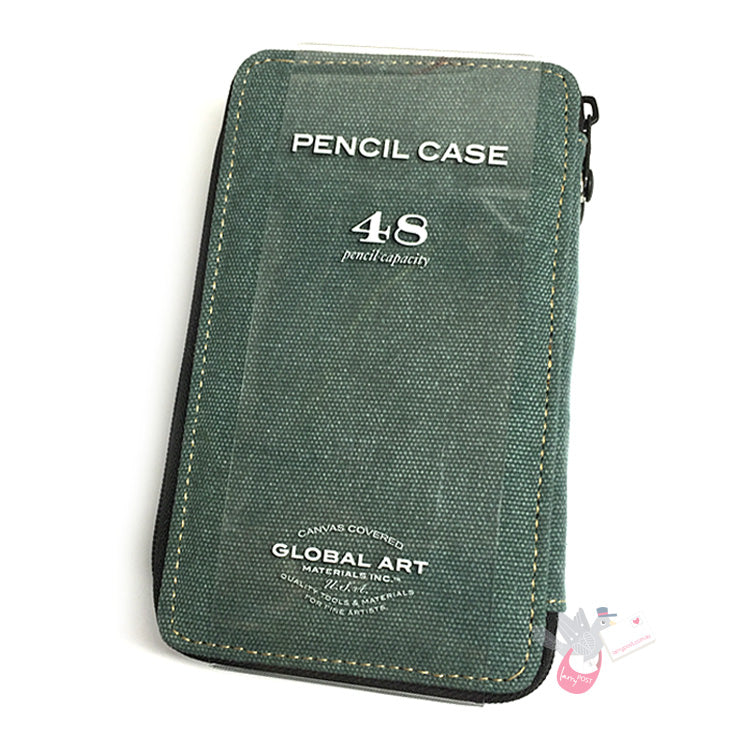 GLOBAL ART Canvas Pencil Case - Holds 36-48 Pencils - Steel Blue