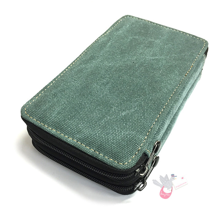 GLOBAL ART Canvas Pencil Case - Holds 36-48 Pencils - Steel Blue