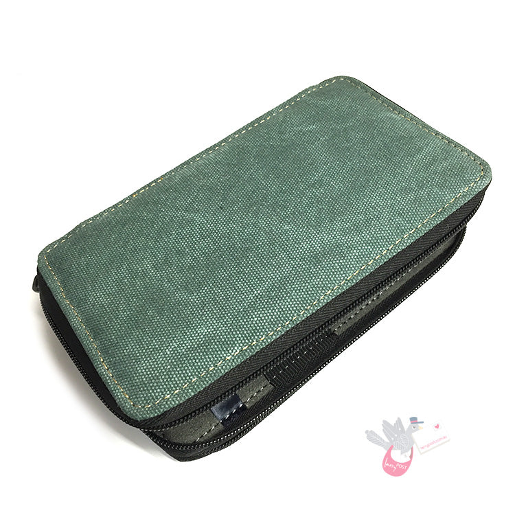 GLOBAL ART Canvas Pencil Case - Holds 36-48 Pencils - Steel Blue
