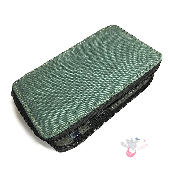 GLOBAL ART Canvas Pencil Case - Holds 36-48 Pencils - Steel Blue