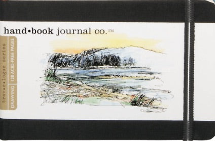 HAND-BOOK JOURNAL CO - Travelogue Series - Drawing Sketchbook (~130gsm) - Pocket Landscape (3.5 x 5.5" / 9 x 14cm) - Black Cloth