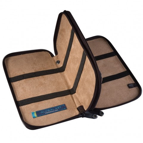 GLOBAL ART Leather Pencil Case - Holds 36-48 Pencils - Brown
