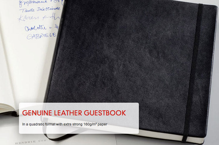 LEUCHTTURM1917 Genuine Leather - Guest Book - Black