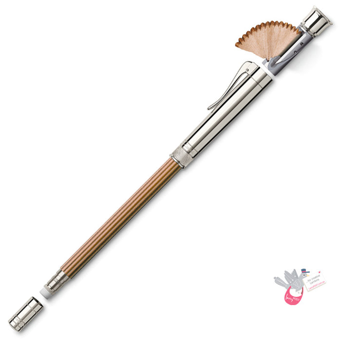 GRAF VON FABER-CASTELL Platinum Plated Perfect Pencil Extender & Brown Pencil
