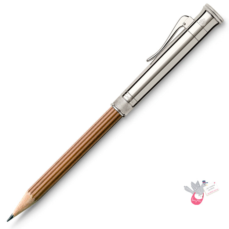 GRAF VON FABER-CASTELL Platinum Plated Perfect Pencil Extender & Brown Pencil