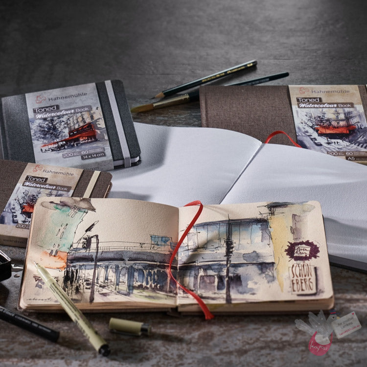 HAHNEMUEHLE Toned Watercolour Sketchbook - 200gsm - 60 pages - Square - Tan