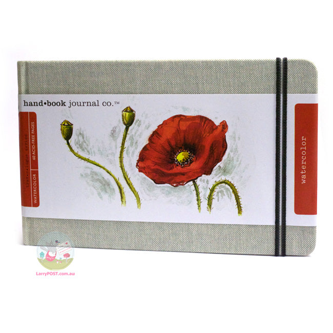 HAND-BOOK JOURNAL CO - Travelogue Series - Watercolour Journal (200gsm) - Large Landscape (13 x 21cm) - Grey Linen