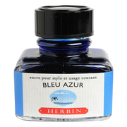 HERBIN "Jewel of Inks" Fountain Pen Ink - 30mL (with pen rest) - Bleu Azur (Azure Blue)
