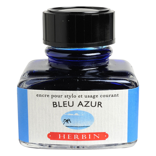 HERBIN "Jewel of Inks" Fountain Pen Ink - 30mL (with pen rest) - Bleu Azur (Azure Blue)