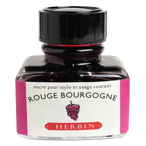 HERBIN "Jewel of Inks" Fountain Pen Ink - 30mL (with pen rest) - Rouge Bourgogne (Burgundy Red)
