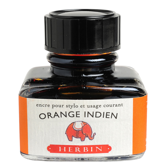 HERBIN "Jewel of Inks" Fountain Pen Ink - 30mL (with pen rest) - Orange Indien (Indian Orange)