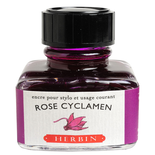 HERBIN "Jewel of Inks" Fountain Pen Ink - 30mL (with pen rest) - Rose Cyclamen