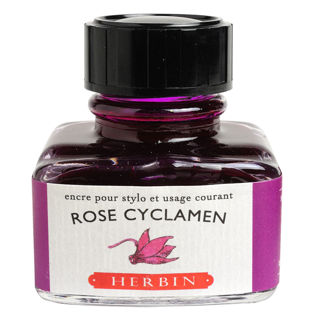 HERBIN "Jewel of Inks" Fountain Pen Ink - 30mL (with pen rest) - Rose Cyclamen