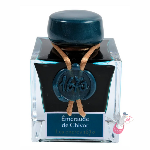 HERBIN Prestige 1670 (Shimmer) Fountain Pen Ink - 50mL - Emeraude de Chivor (Emerald Green/Gold)
