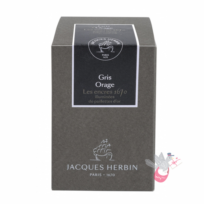 HERBIN Prestige 1670 (Shimmer) Fountain Pen Ink - 50mL - Gris Orage (Storm Grey)