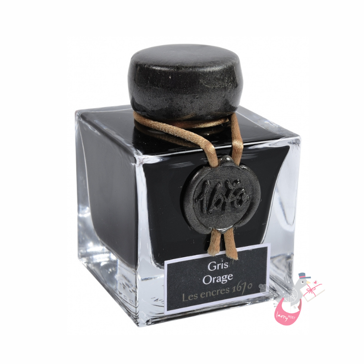 HERBIN Prestige 1670 (Shimmer) Fountain Pen Ink - 50mL - Gris Orage (Storm Grey)