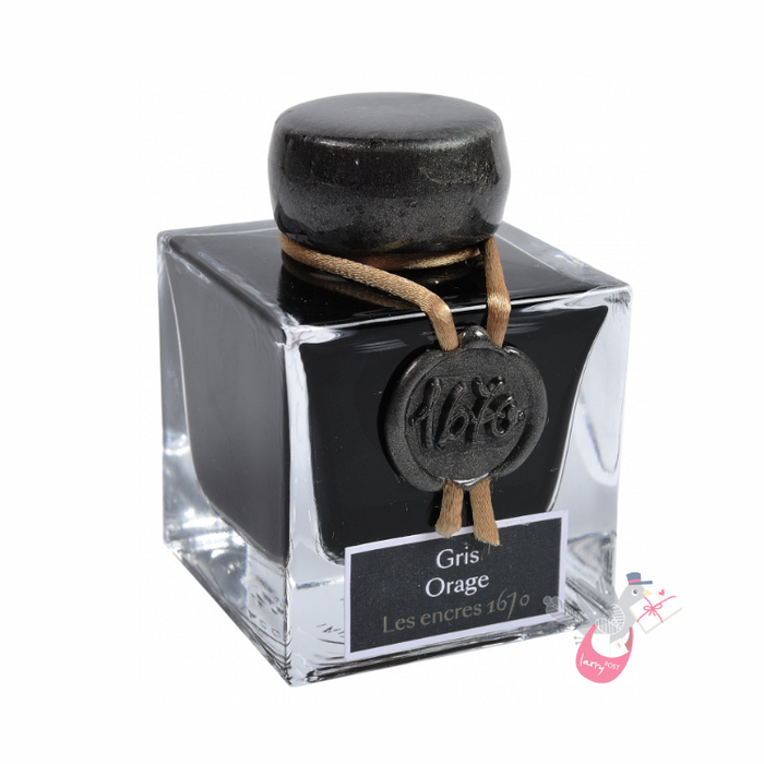 HERBIN Prestige 1670 (Shimmer) Fountain Pen Ink - 50mL - Gris Orage (Storm Grey)