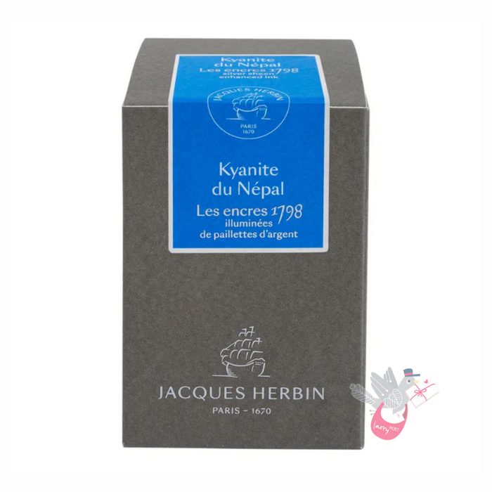 HERBIN Prestige 1798 (Shimmer) Fountain Pen Ink - 50mL - Kyanite du Nepal (Blue Kyanite/Silver)